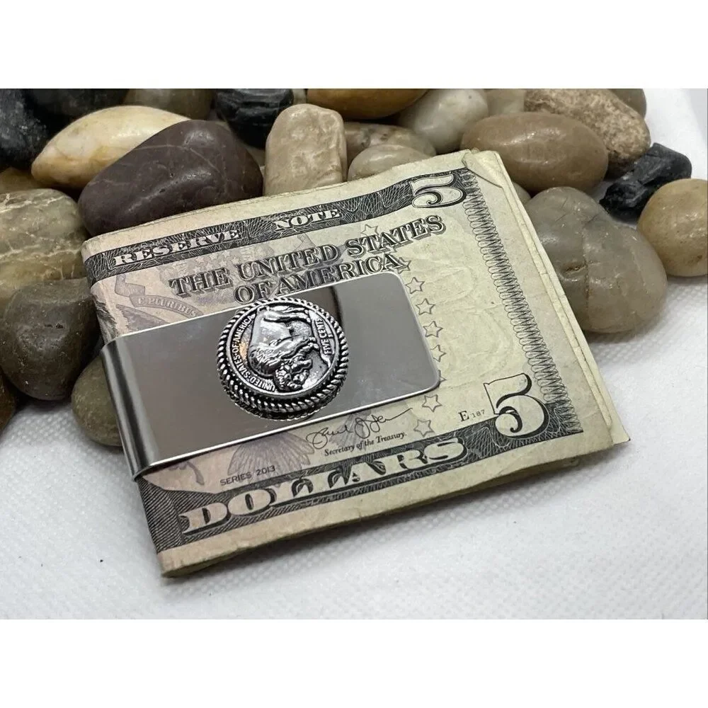 Dad Son Gift Native American Money Clip Stainless Steel Arrow Quality  Turquoise